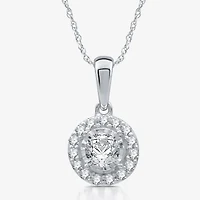 Womens / CT. T.W. Natural White Diamond 10K White Gold Round 18 Inch Pendant Necklace