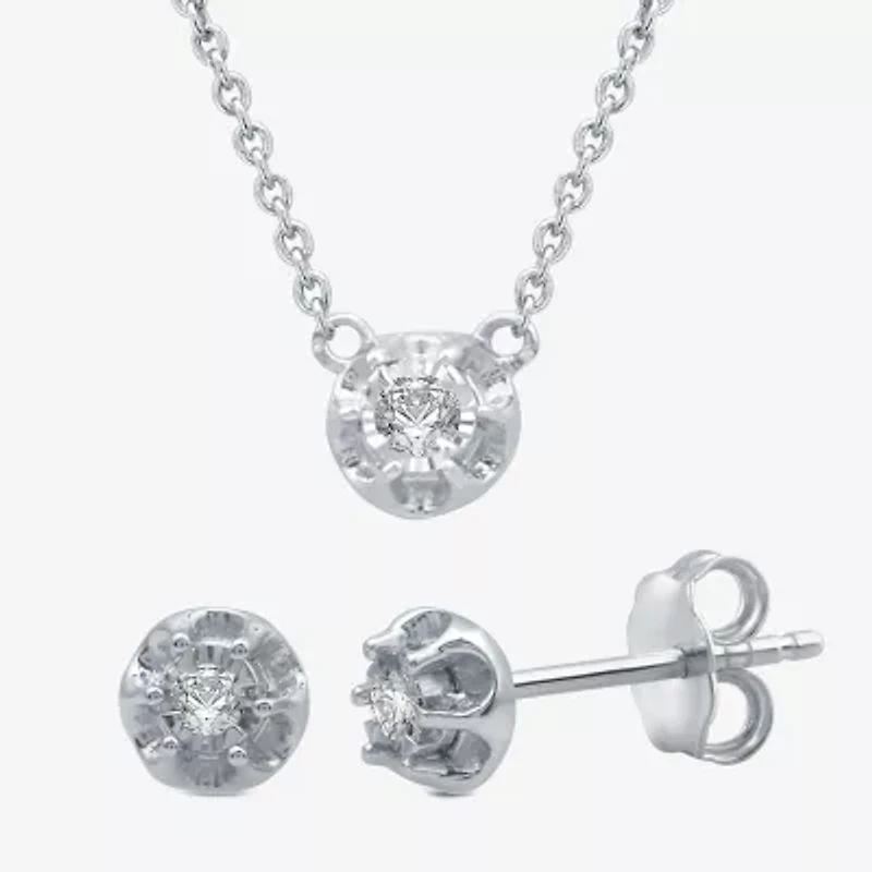 Womens Diamond Accent Natural White Diamond Sterling Silver Round 2-pc. Jewelry Set