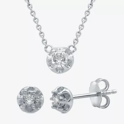 Womens Diamond Accent Natural White Diamond Sterling Silver Round 2-pc. Jewelry Set