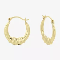 Womens 14K Gold 12mm Round Hoop Earrings