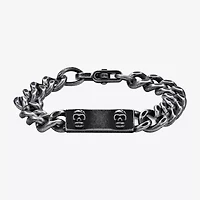 Mens Stainless Steel 9 Inch Solid Curb Skull Id Bracelet