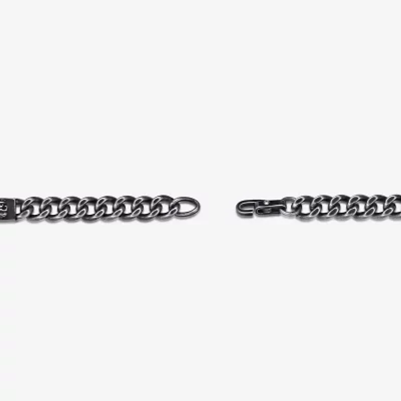 Mens Stainless Steel 9 Inch Solid Curb Skull Id Bracelet