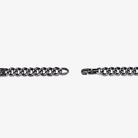 Mens Stainless Steel 9 Inch Solid Curb Skull Id Bracelet