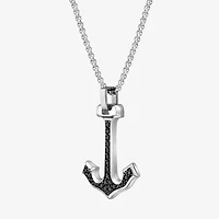 Mens 3 CT. T.W. Black Cubic Zirconia Stainless Steel Anchor 24 Inch Pendant Necklace