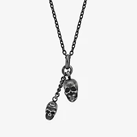 Mens Stainless Steel Skull 24 Inch Pendant Necklace