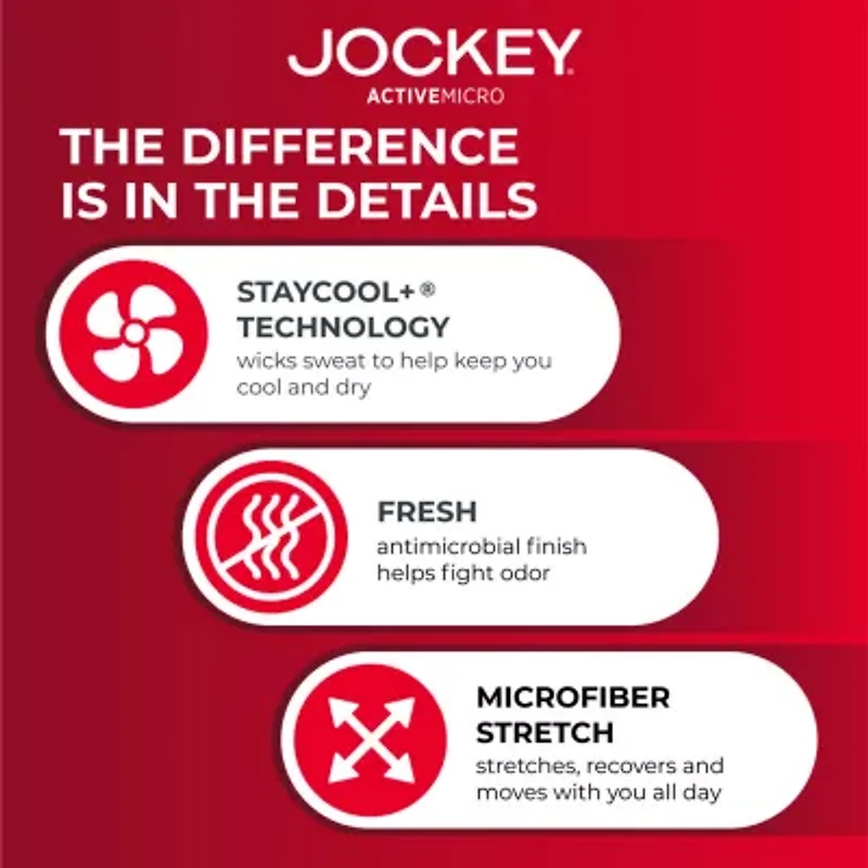 Jockey Active Microfiber Mens 3 Pack Boxer Briefs 9142