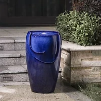 Glitzhome 20.5" Cobalt Blue Ceramic Outdoor Fountains