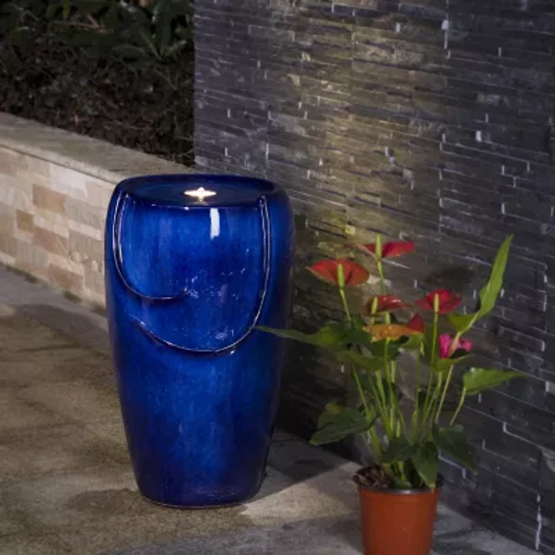 Glitzhome 20.5" Cobalt Blue Ceramic Outdoor Fountains