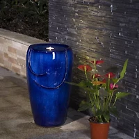 Glitzhome 20.5" Cobalt Blue Ceramic Outdoor Fountains