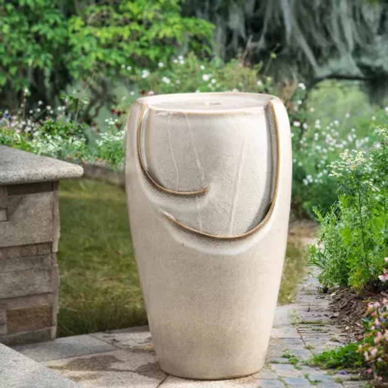 Glitzhome 21.25" Ceramic Pot Outdoor Fountains