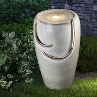 Glitzhome 21.25" Ceramic Pot Outdoor Fountains