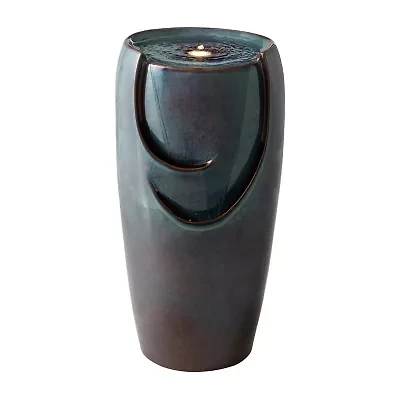 Glitzhome 29.25" Turquoise Ceramic Pot Outdoor fountain