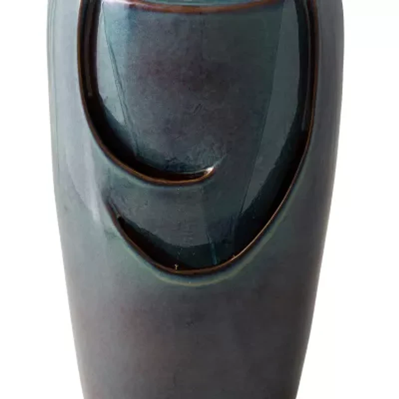 Glitzhome 29.25" Turquoise Ceramic Pot Outdoor fountain