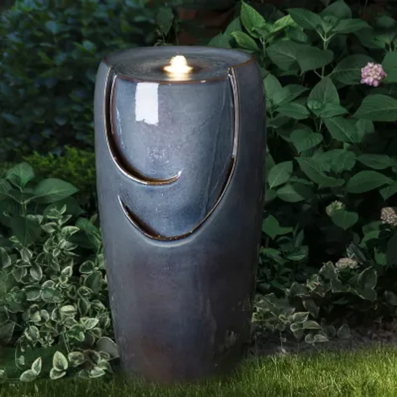Glitzhome 29.25" Turquoise Ceramic Pot Outdoor fountain