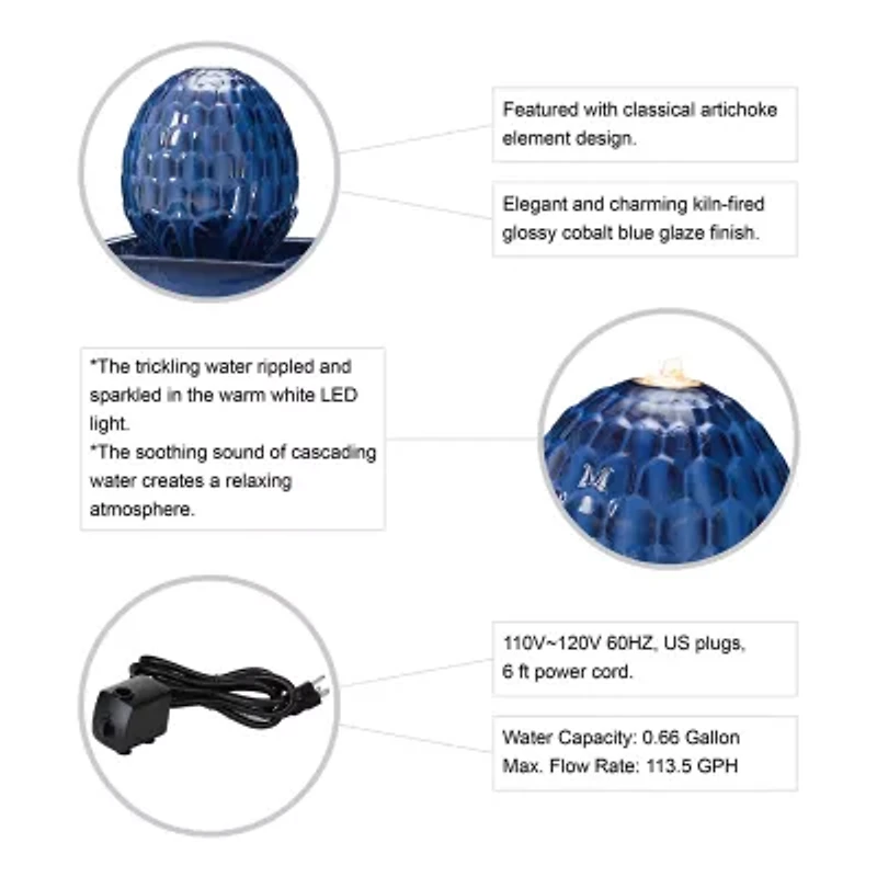Glitzhome 5.75H Polyresin Sphere Outdoor Fountains