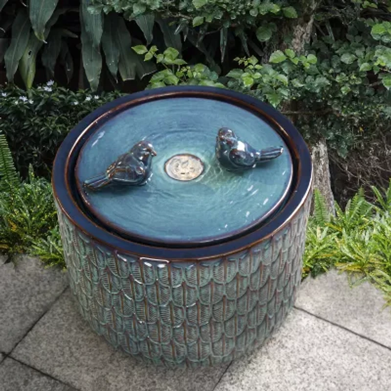 Glitzhome 14.75" Turquoise Ceramic Outdoor fountain