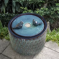 Glitzhome 14.75" Turquoise Ceramic Outdoor fountain