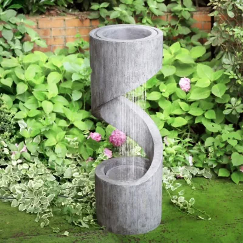 Glitzhome 40" Curving Shaped Polyresin Outdoor Fountains