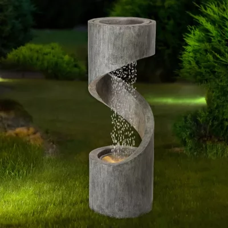Glitzhome 40" Curving Shaped Polyresin Outdoor Fountains