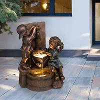 Glitzhome 25.5" Polyresin Sculptural Outdoor fountain