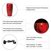 Glitzhome 29.25" Red Ceramic Pot Outdoor fountain