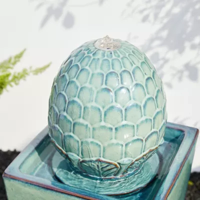 Glitzhome 35.75" Turquoise Ceramic Outdoor Fountains