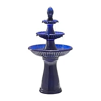 Glitzhome 45.25H Cobalt Blue 3-Tier Outdoor Fountains