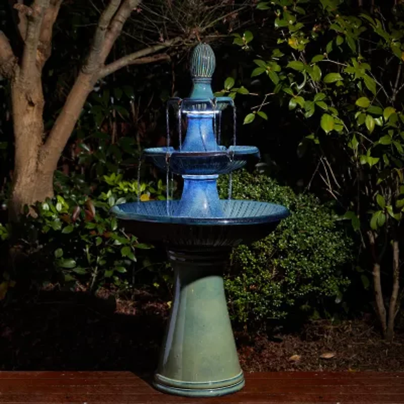 Glitzhome 45.25" Turquoise 3-Tier Outdoor Fountains