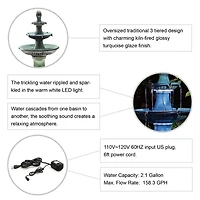 Glitzhome 45.25" Turquoise 3-Tier Outdoor Fountains