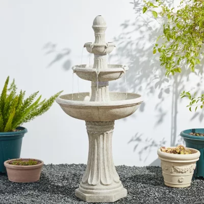 Glitzhome 45.25'H Terrazzo Resin 3-Tier Outdoor fountain
