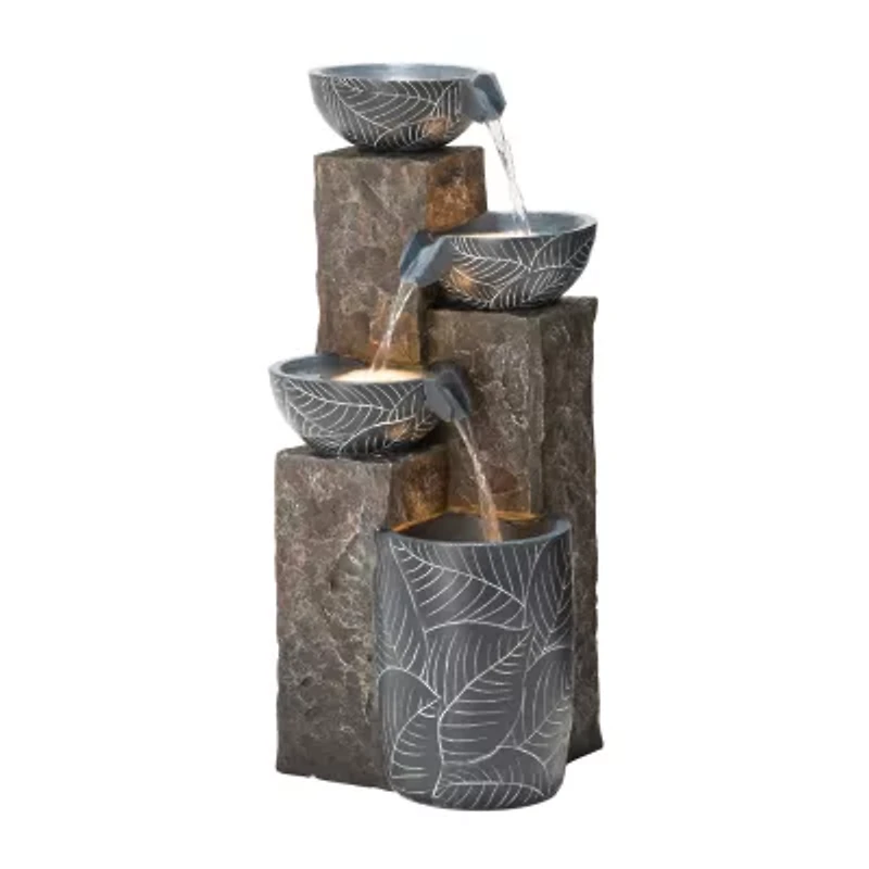 Glitzhome 32.75'H Textured 4-Tier Resin Outdoor fountain