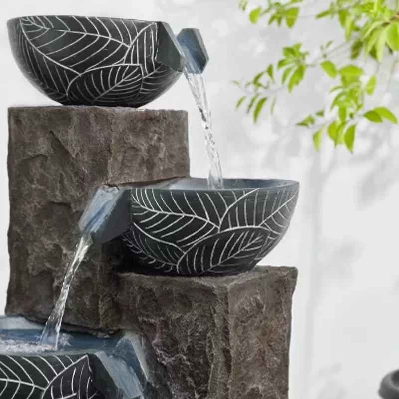 Glitzhome 32.75'H Textured 4-Tier Resin Outdoor fountain