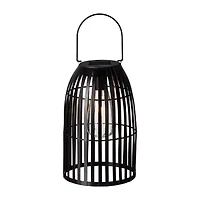 Glitzhome 9.75" Woven Black Solar Powered Lantern