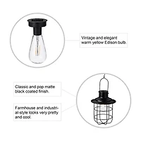 Glitzhome 9.75" Wire Black Solar Powered Lantern