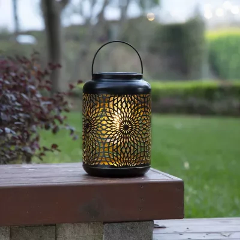 Glitzhome 8.75" Cutout Solar Powered Lantern