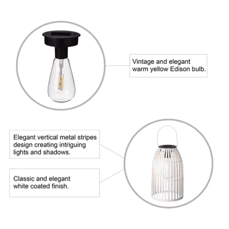 Glitzhome 9.75" Metal Woven White Hanging Lanterns