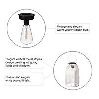 Glitzhome 9.75" Metal Woven White Hanging Lanterns