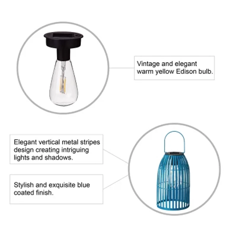 Glitzhome 9.75" Metal Woven Blue Hanging Lanterns