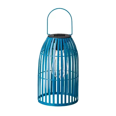 Glitzhome 9.75" Metal Woven Blue Hanging Lanterns