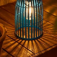 Glitzhome 9.75" Metal Woven Blue Hanging Lanterns
