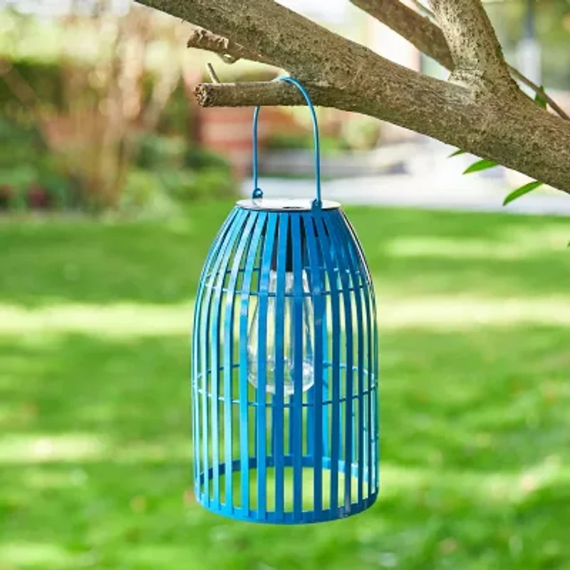 Glitzhome 9.75" Metal Woven Blue Hanging Lanterns
