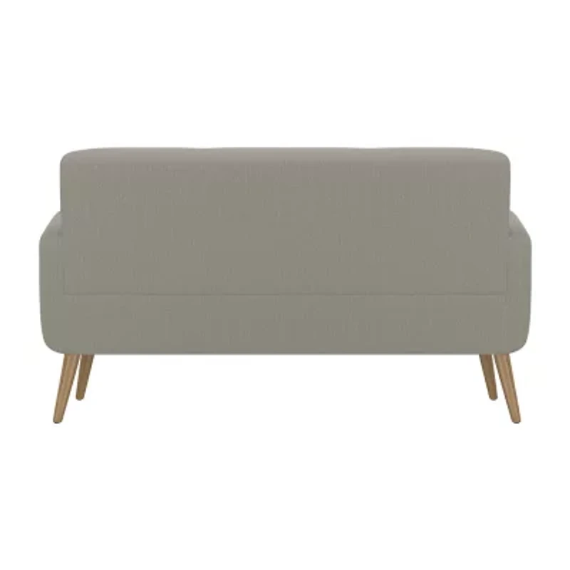 Kingston Mid-Century Modern Sofa Linen with Legs a Natural Finish
