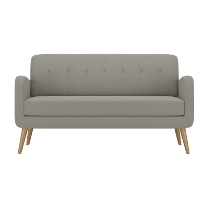 Kingston Mid-Century Modern Sofa Linen with Legs a Natural Finish