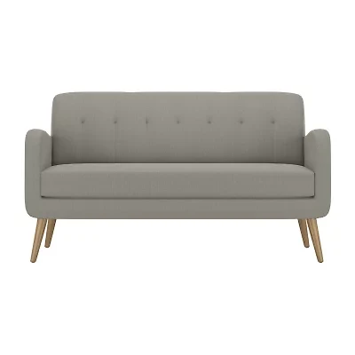 Kingston Mid-Century Modern Sofa Linen with Legs a Natural Finish