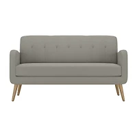Kingston Mid-Century Modern Sofa Linen with Legs a Natural Finish