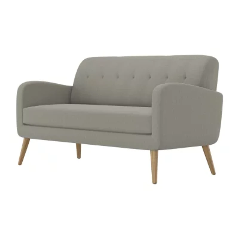 Kingston Mid-Century Modern Sofa Linen with Legs a Natural Finish