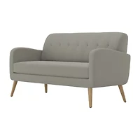 Kingston Mid-Century Modern Sofa Linen with Legs a Natural Finish