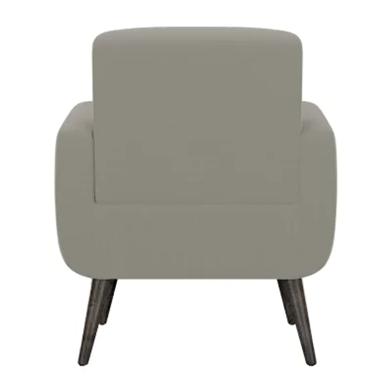 Kingston Mid-Century Modern Accent Armchair Linen with Legs an Espresso Finish