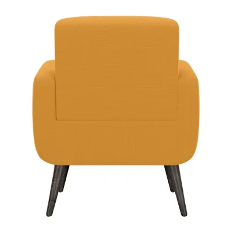 Kingston Mid-Century Modern Accent Armchair Linen with Legs an Espresso Finish