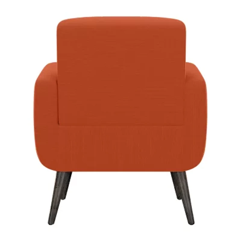 Kingston Mid-Century Modern Accent Armchair Linen with Legs an Espresso Finish